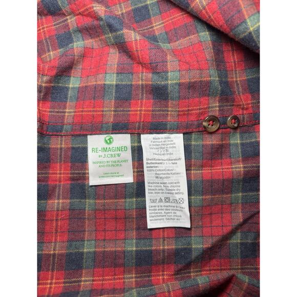 J. Crew 100% Cotton Brushed Twill Red Plaid Blouse Size Large - Picture 5 of 6
